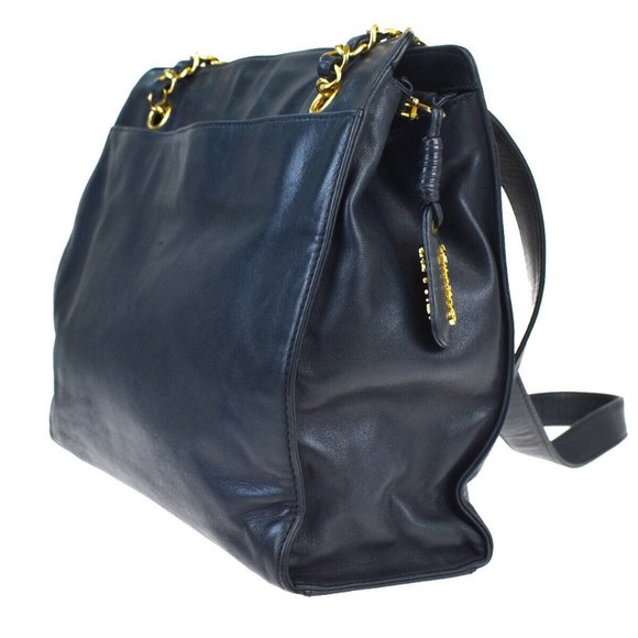 CHANEL CC Chain Shoulder Bag Leather Navy Blue Ita - Picture 4 of 10